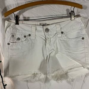 True Religion white denim shorts